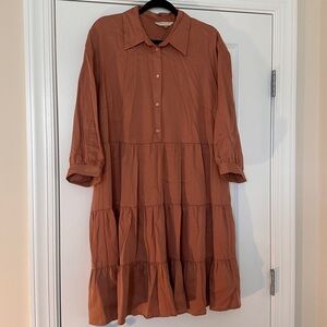 Muted sienna tiered shirt dress